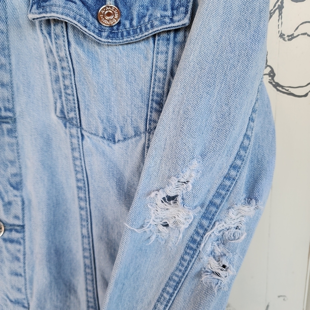 SOLD | Upcycled David Bowie Custom Denim Jean Jacket Distressed Bleached M - Picture 6 of 15